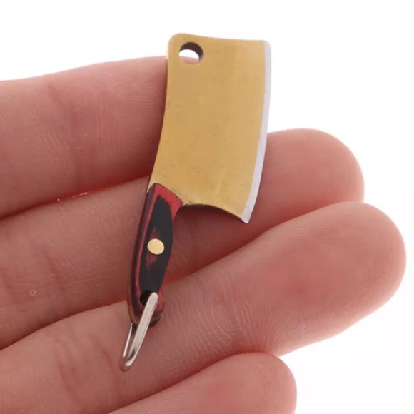Accessories - Mini Cleaver Knife w/Leather Case Keychain